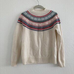 Lambswool Blend Sweater Fair Isle Dog Paw Novelty White by Tabitha Webb M